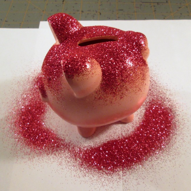 Glitter Spray Paint Piggy Bank