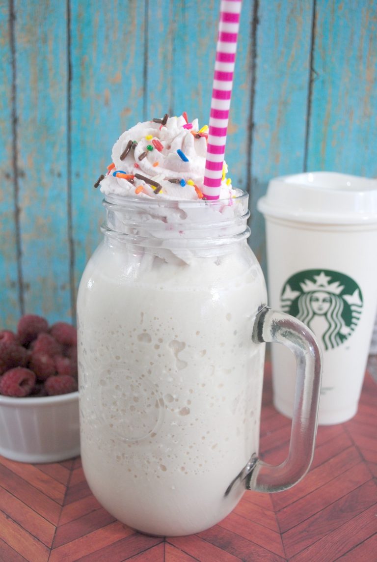 Copycat Starbucks Birthday Cake Frappuccino Frozen Coffee Beverage